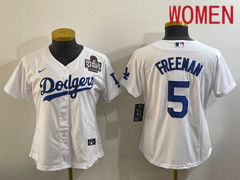 Women Los Angeles Dodgers #5 Freeman White Game 2024 Nike MLB Jersey style 11203->women mlb jersey->Women Jersey